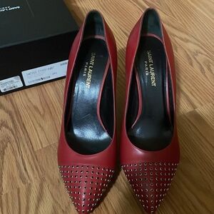 Saint Laurent red studded pumps